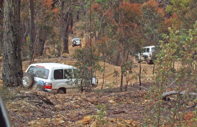 31-convoy going through some switchbacks on Trig Track