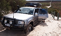 Chris gets bogged to the axles on the Border Track