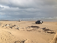 1856-JacquiKeyte-1  Driving the beach on Tasmania's West Coast