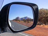 1 - West Bound-Gunbarrel Hwy looking back at Kata Tjuta